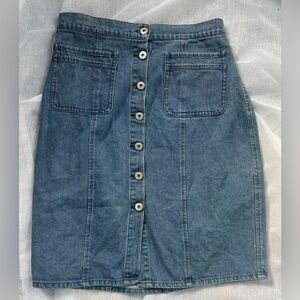 BB Dakota On Cloud Nine Button Front Denim Blue Jean Above Knee Skirt Size 6